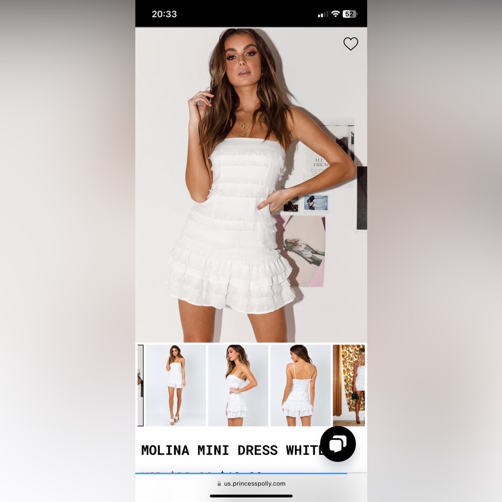 Princess Polly Molina Mini Dress | White | Size 8 US